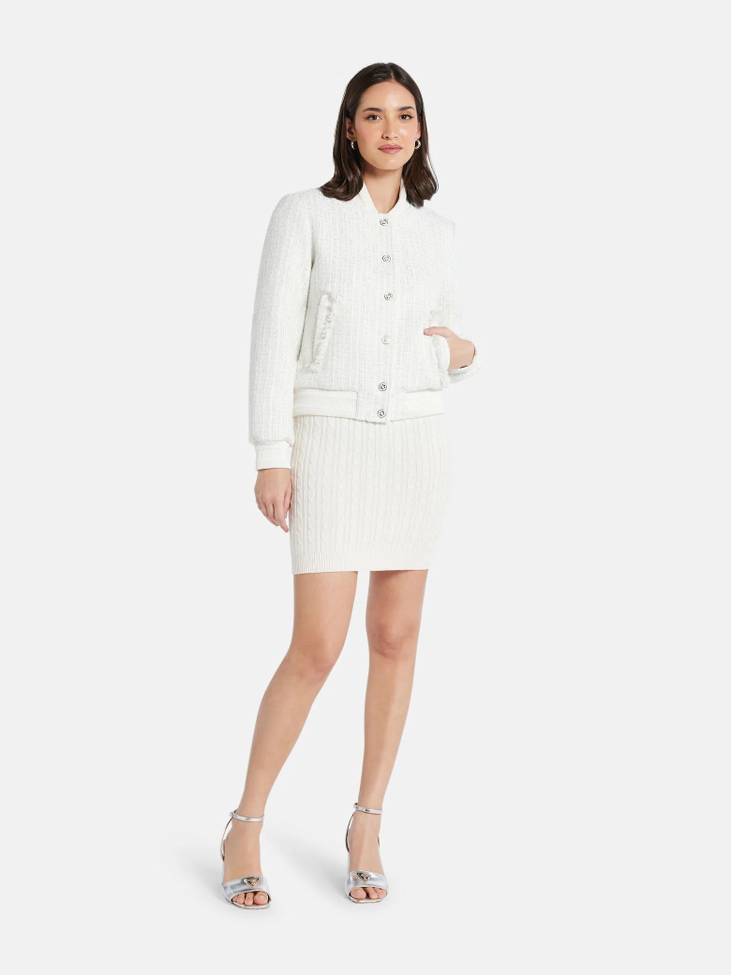 GUESS WOMAN Áo Khoác Nữ New Gloria Tweed Bomber