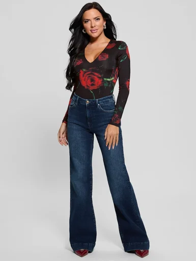 GUESS WOMAN Áo Thun Nữ - Ls Vn Bianca Bodysuit