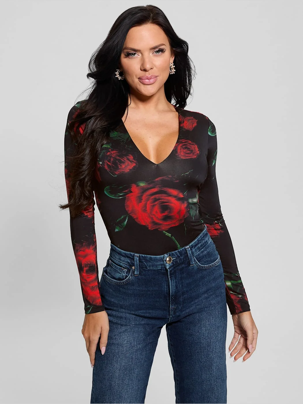 GUESS WOMAN Áo Thun Nữ - Ls Vn Bianca Bodysuit
