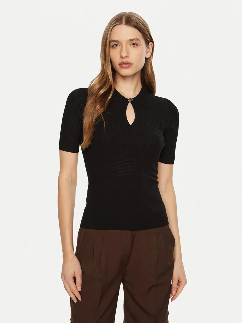 GUESS WOMAN Áo Len Nữ - Flora Cut-Out Polo Ss Swtr