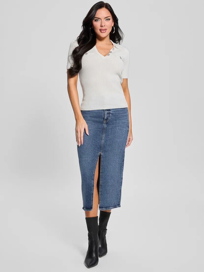 GUESS WOMAN Áo Len Nữ Paula Ss Polo Neck Swtr