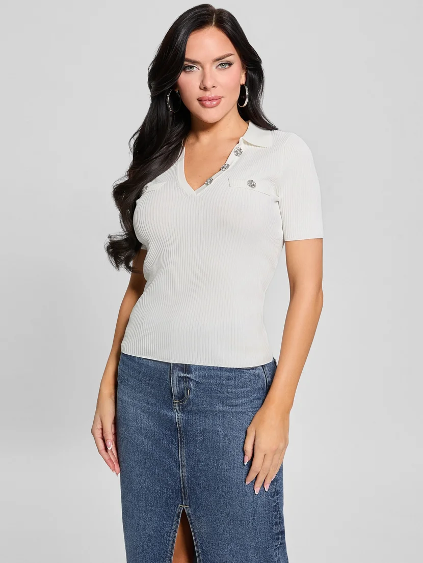 GUESS WOMAN Áo Len Nữ Paula Ss Polo Neck Swtr