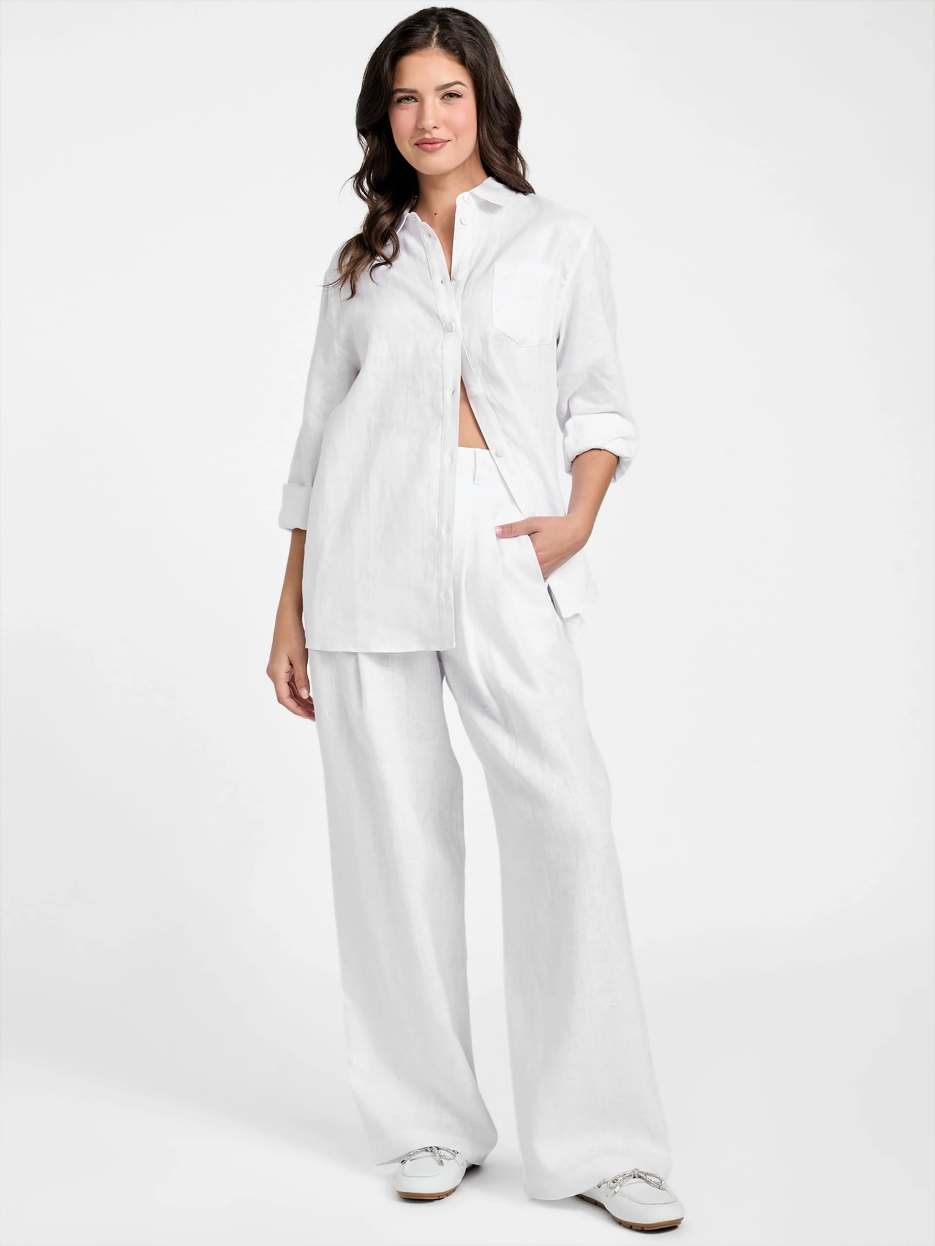GUESS WOMAN Áo Sơ Mi Nữ - Ls Gen Linen Shirt