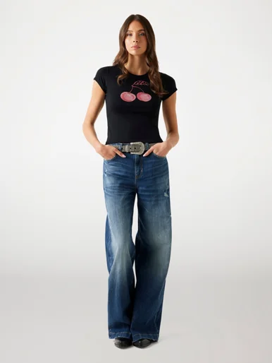 GUESS WOMAN Áo Thun Nữ - Ss Wavy Cherry Logo R5 Tee