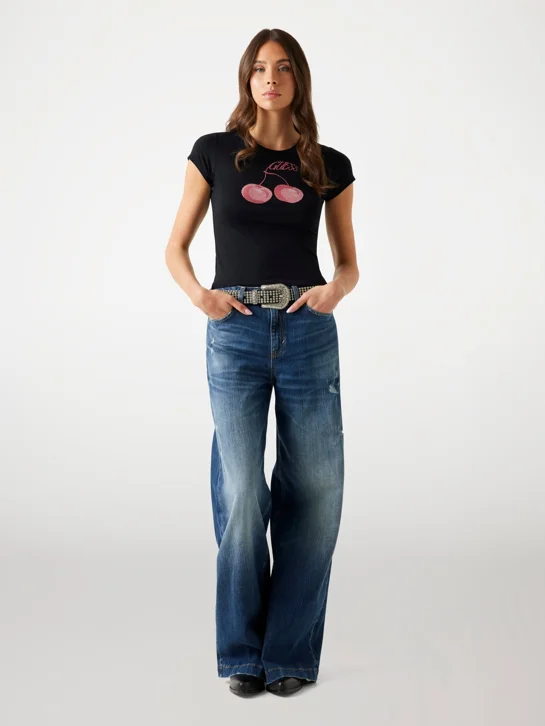 GUESS WOMAN Áo Thun Nữ - Ss Wavy Cherry Logo R5 Tee