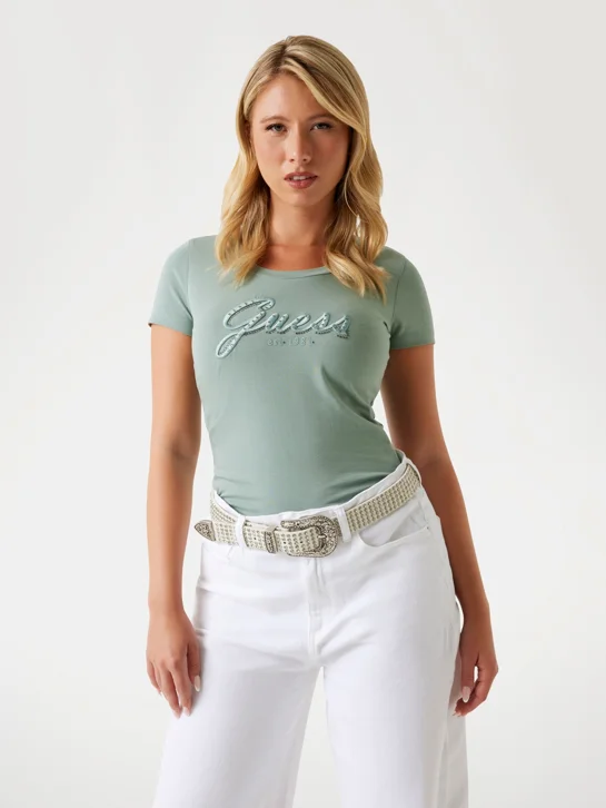 GUESS WOMAN Áo Thun Nữ - Cn Ss Embro Script Logo Tee