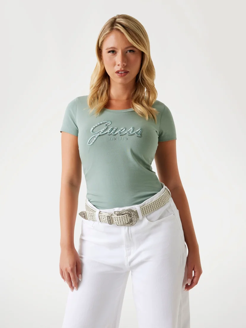 GUESS WOMAN Áo Thun Nữ - Cn Ss Embro Script Logo Tee