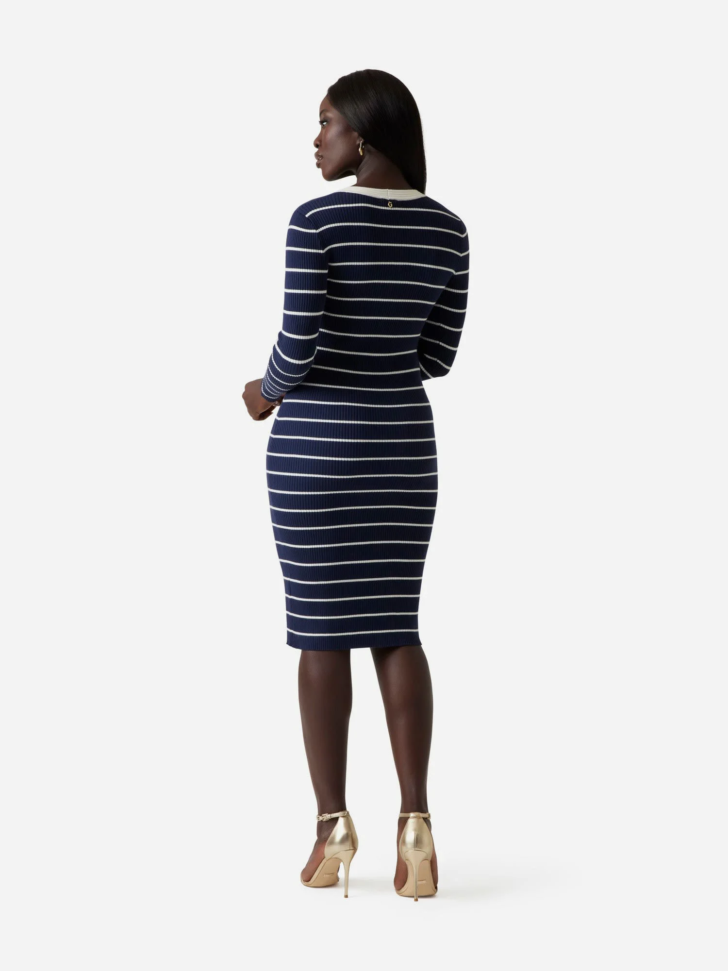 GUESS WOMAN Đầm Nữ - Ls Vn Striped Andrea Midi Drs
