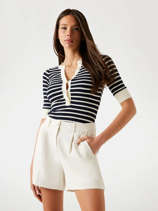 GUESS WOMAN Áo Thun Nữ - 3/4 Sl Serafino Striped Top