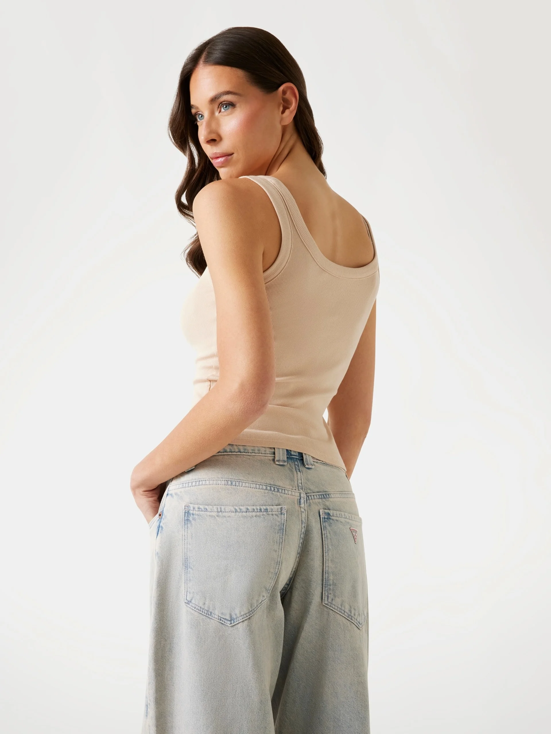 GUESS WOMAN Áo Thun Nữ - Sl Triangle Patch Rib Tank