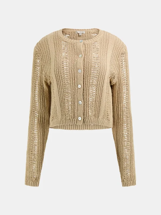 GUESS WOMAN Áo Len Nữ - Ls Cn Open Work Nevan Cardigan