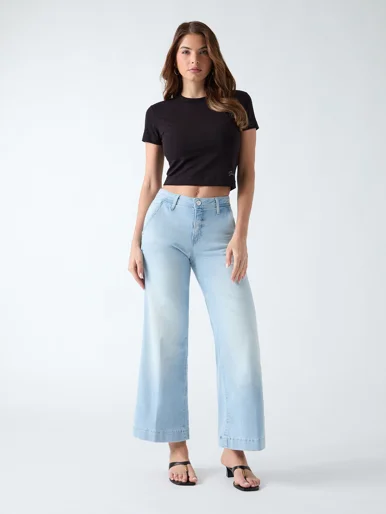 GUESS WOMAN Quần Dài Jeans Nữ - Zoya Wide Leg Crop