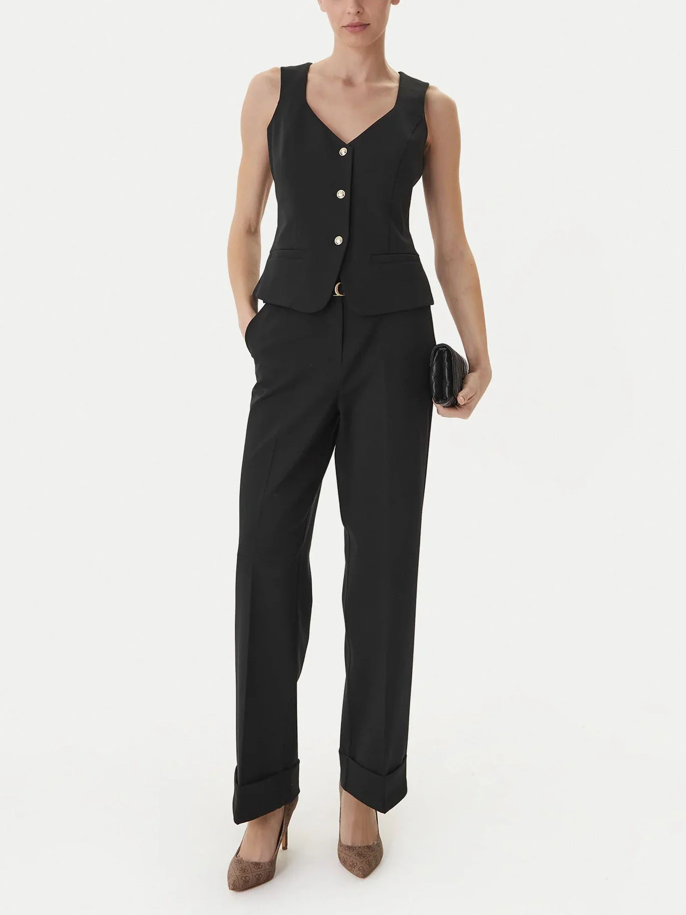 GUESS WOMAN Quần Dài Nữ - Structured Crepe G-Belt Pant