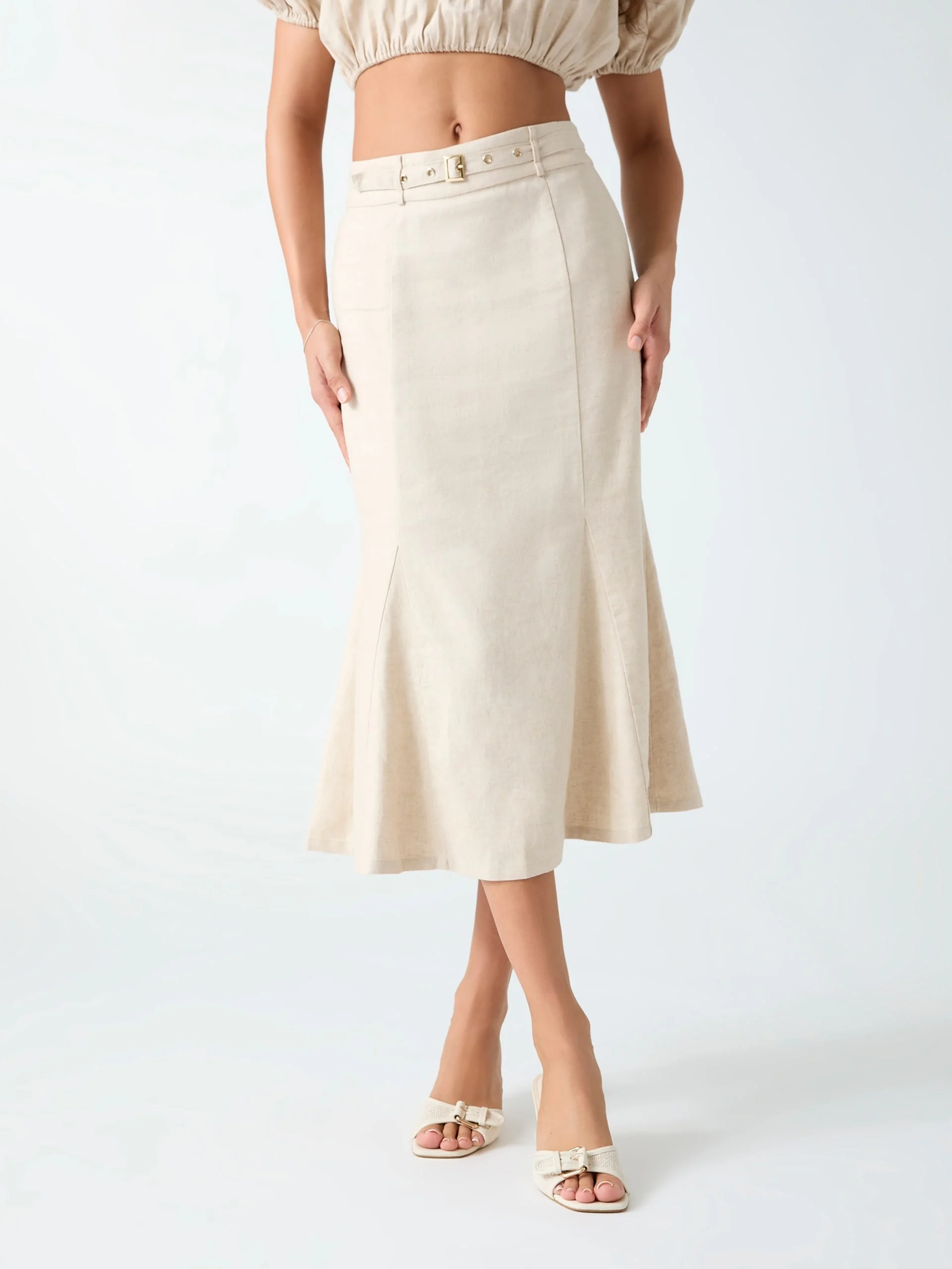 GUESS WOMAN Chân Váy Nữ - Ryan Linen Midi Skirt