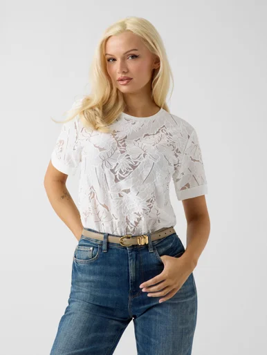 GUESS WOMAN Áo Kiểu Nữ - Ss Cassandre Foliage Tulle Top
