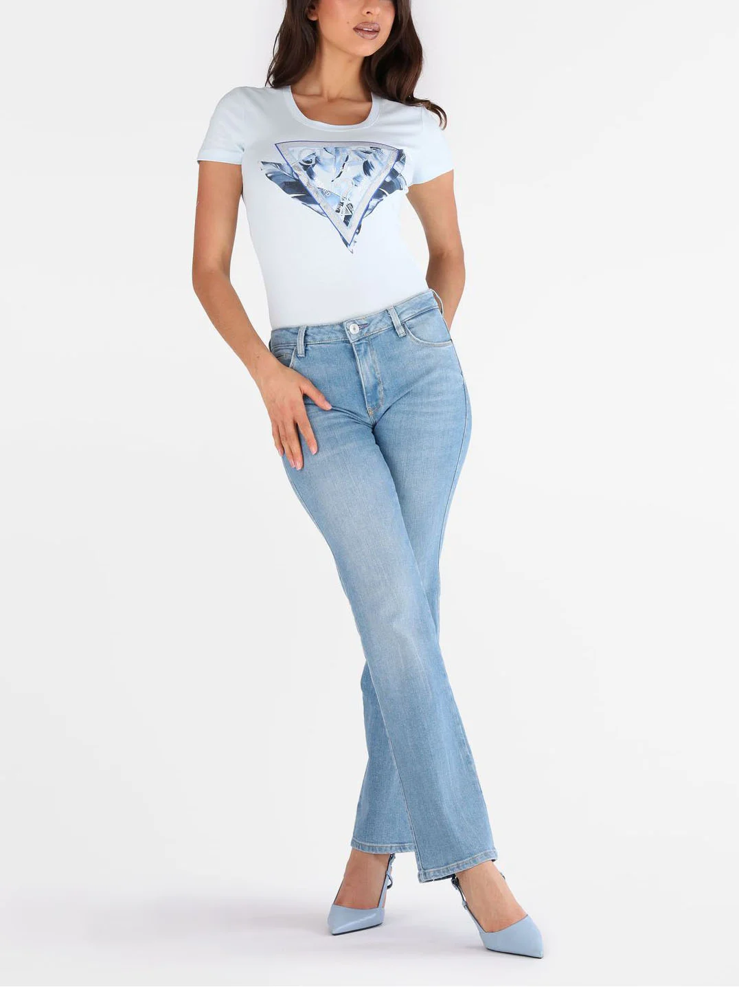 GUESS WOMAN Áo Thun Nữ - Ss Cn Feather Triangle Tee