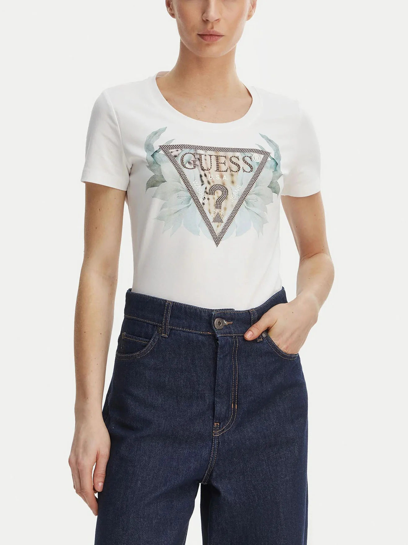 GUESS WOMAN Áo Thun Nữ - Ss Cn Flower Triangle Tee