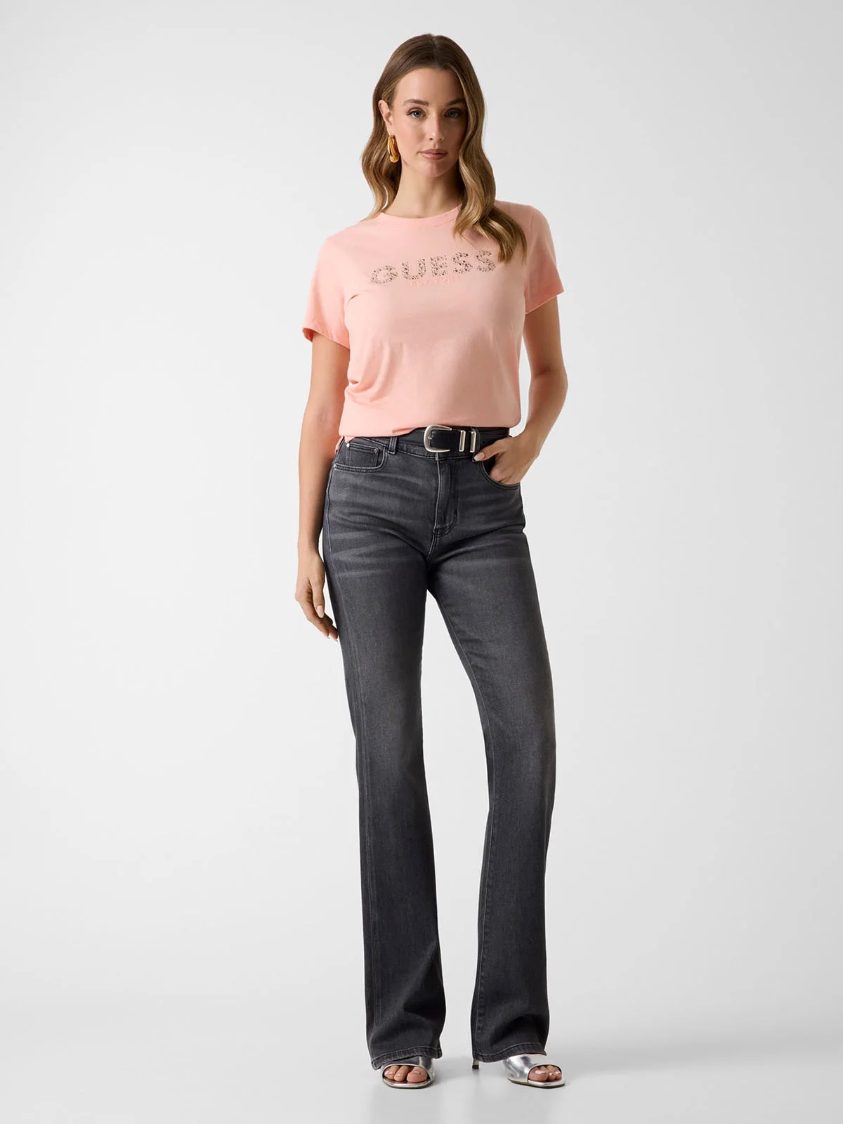 GUESS WOMAN Áo Thun Nữ - Ss Cn Guess Studs Script Tee