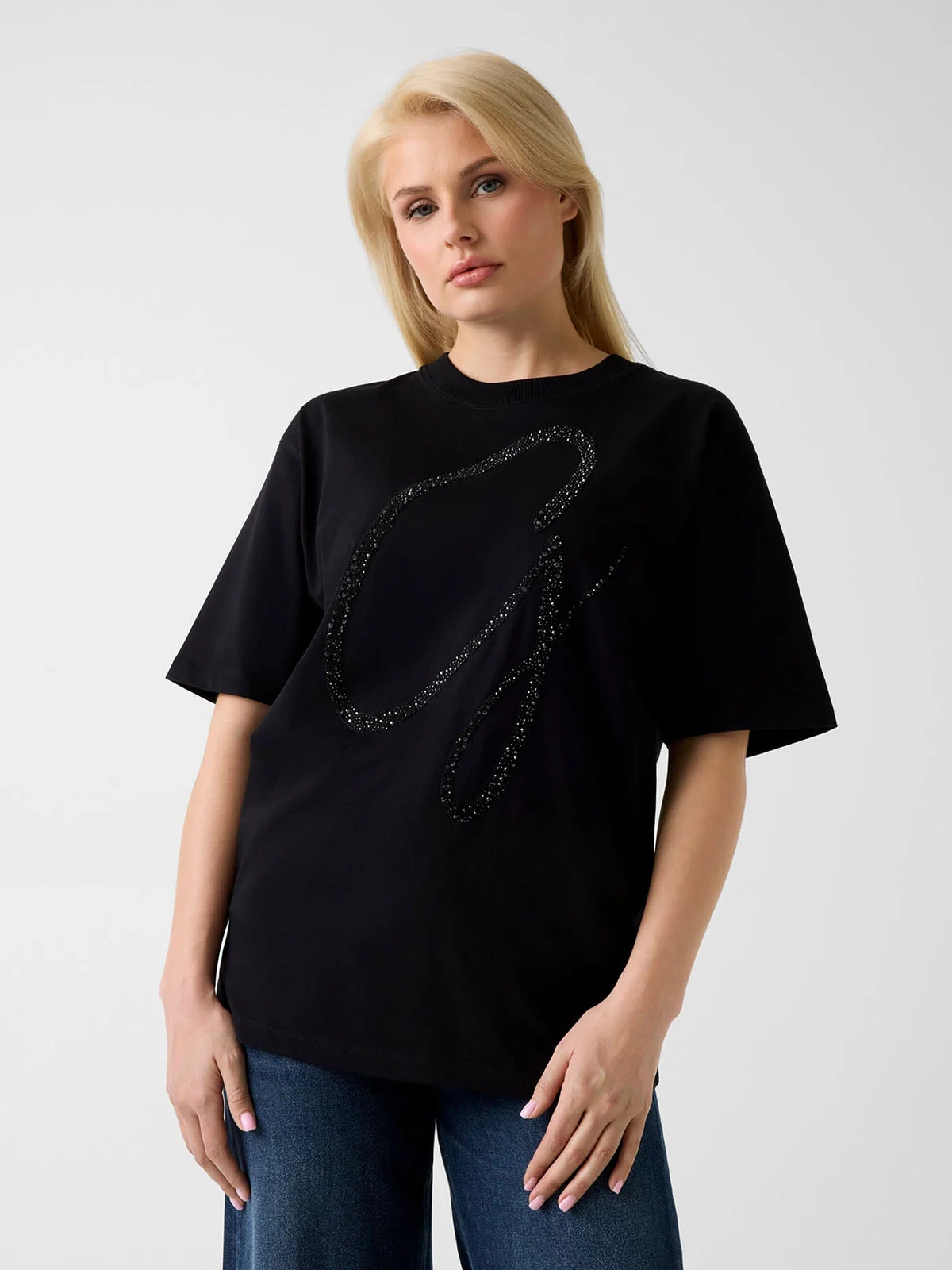 GUESS WOMAN Áo Thun Nữ - Ss Cn Maxi G Studs Tee