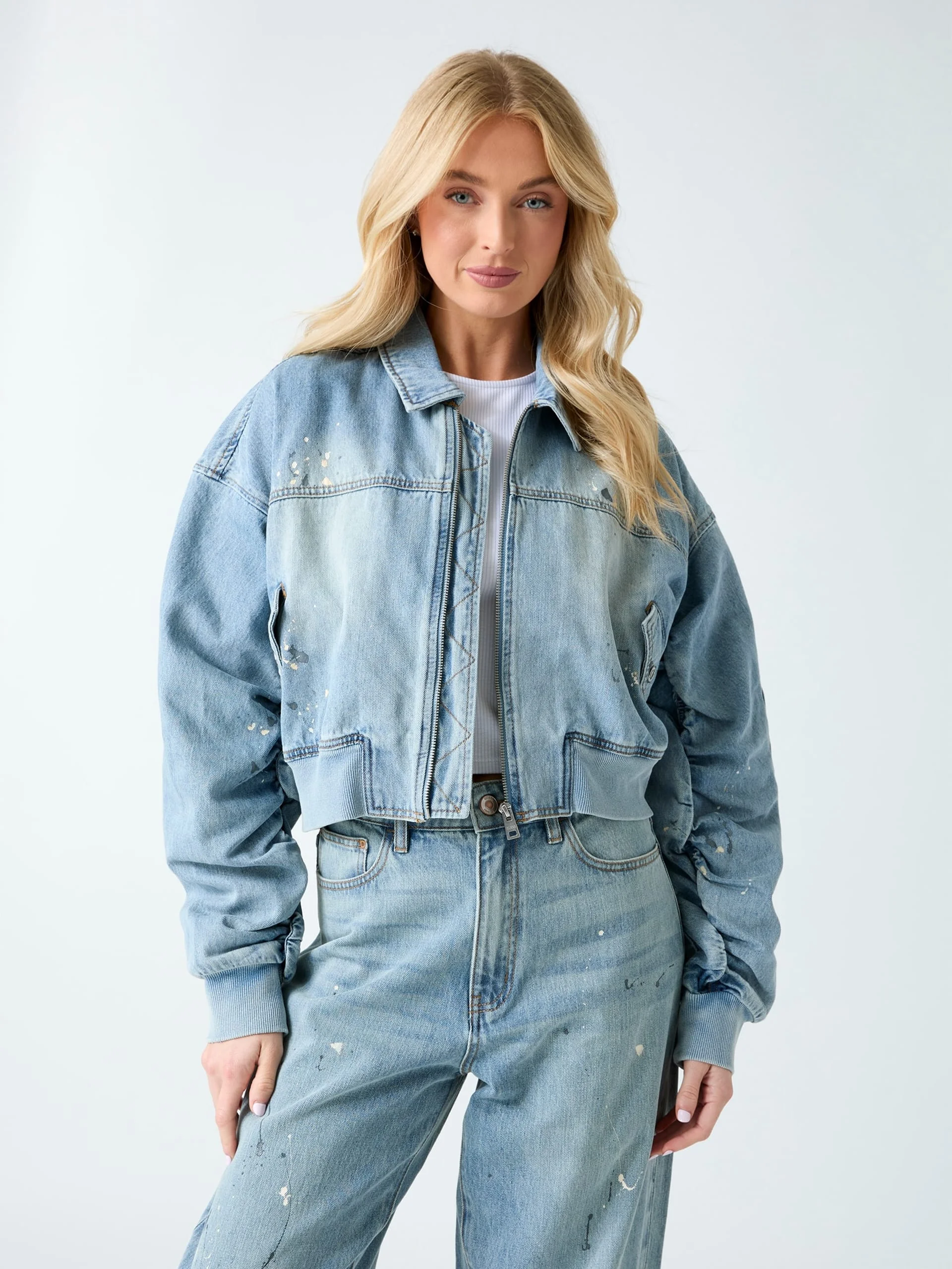 GUESS WOMAN Áo Khoác Jeans Nữ - Ls Anna Crop Bomber Jkt