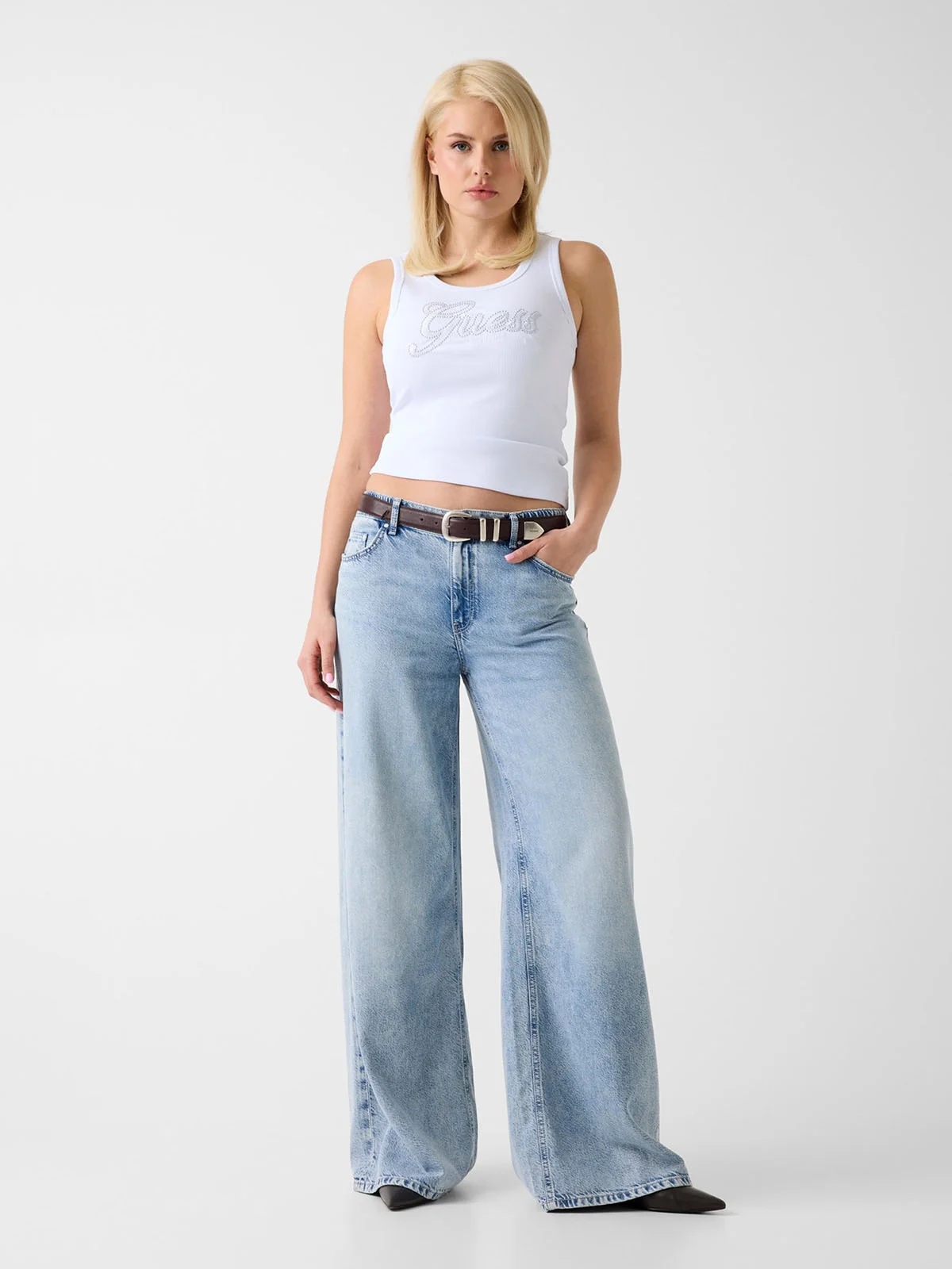 GUESS WOMAN Áo Ba Lỗ Nữ - Logo Script Tank Top