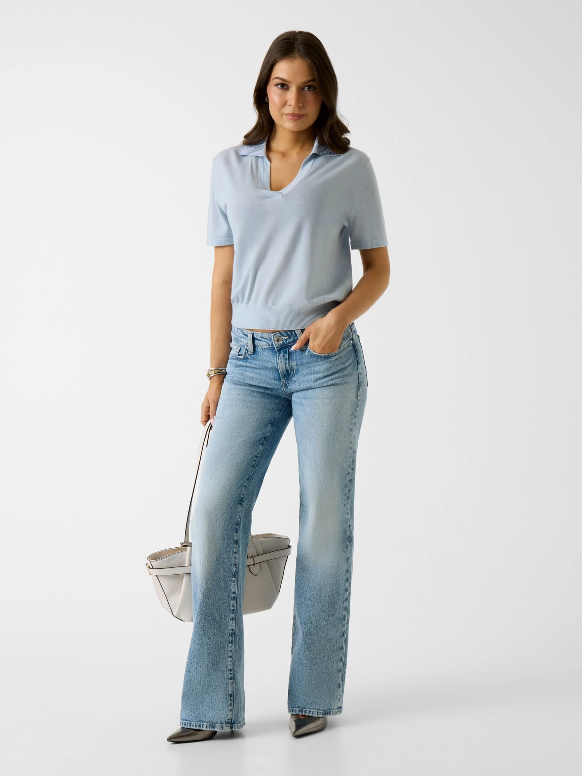 GUESS WOMAN Áo Polo Len Nữ - Ss Rhinestones Polo Stormi Swt