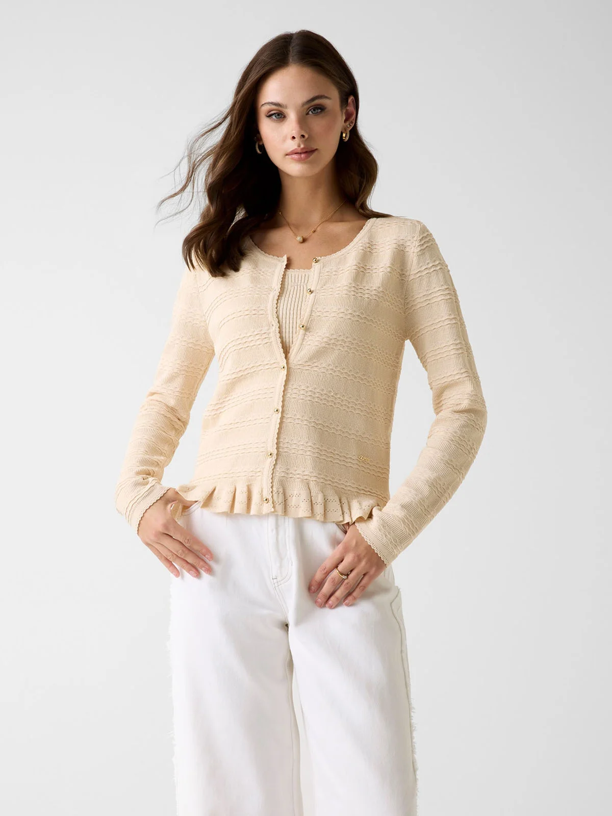 GUESS WOMAN Áo Cardigan Nữ - Ladies Ls Bttn Up Cardigan Swe
