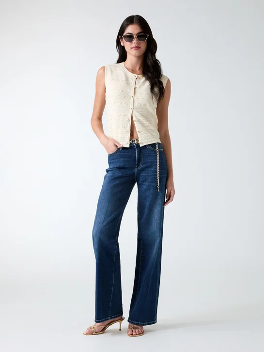 GUESS WOMAN Áo Ba Lỗ Len Nữ - Ladies Bttn Up Vest Sweater