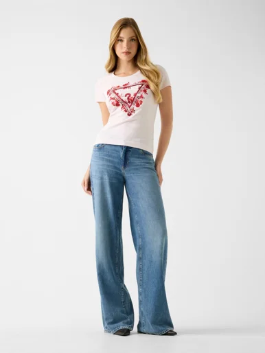 GUESS WOMAN Áo Thun Nữ - Ss Cn Flowers Triangle Tee