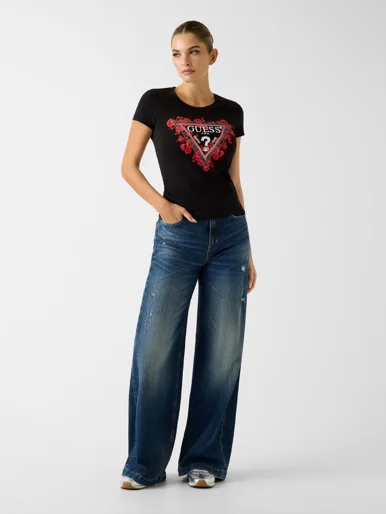 GUESS WOMAN Áo Thun Nữ - Ss Cn Flowers Triangle Tee