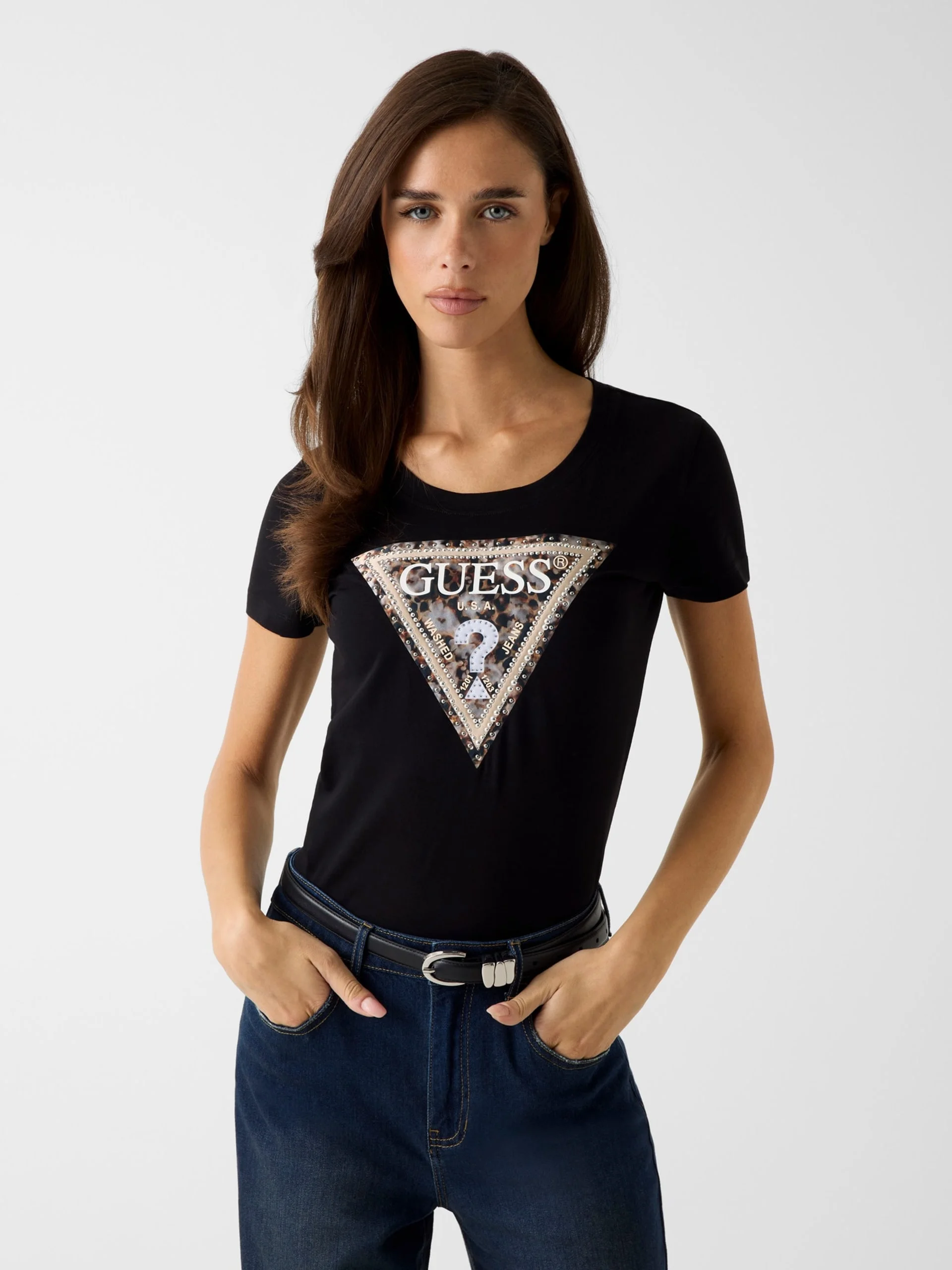 GUESS WOMAN Áo Thun Nữ - Ss Cn Leo Triangle Tee