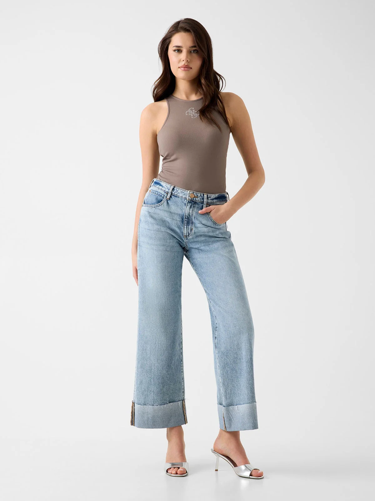 GUESS WOMAN Áo Ba Lỗ Nữ - Sl Round Nk Guendalina Top