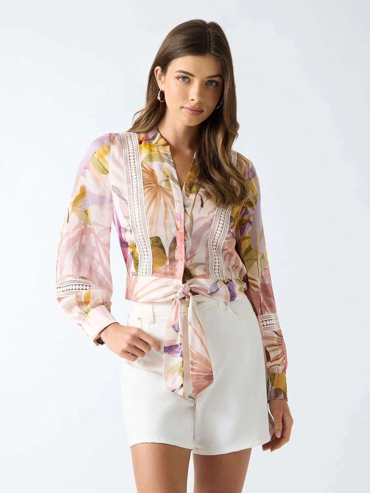 GUESS WOMAN Áo Blouse Nữ - Ls Zahara Tie Frnt Top