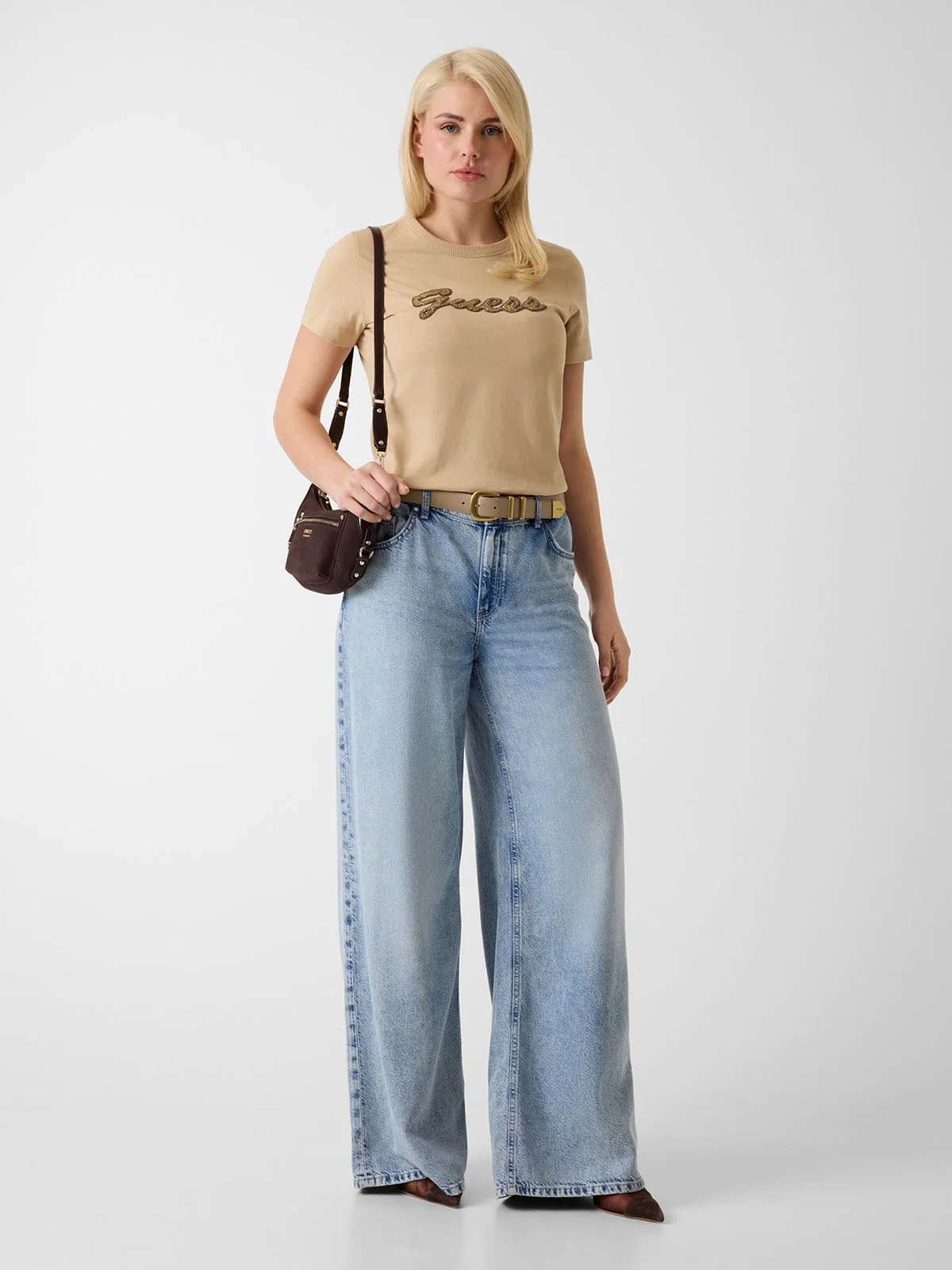 GUESS WOMAN Áo Thun Nữ - Ss Cn Beads Script Tee