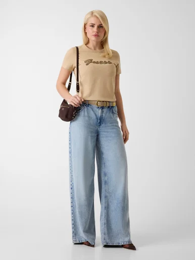 GUESS WOMAN Áo Thun Nữ - Ss Cn Beads Script Tee
