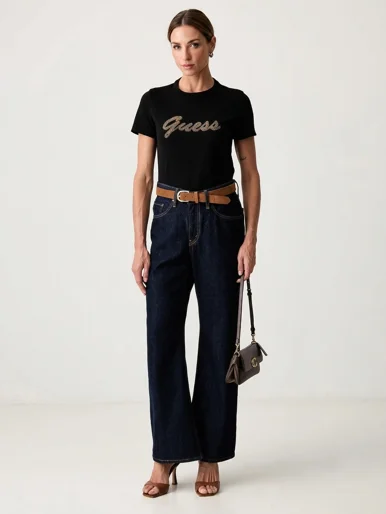 GUESS WOMAN Áo Thun Nữ - Ss Cn Beads Script Tee