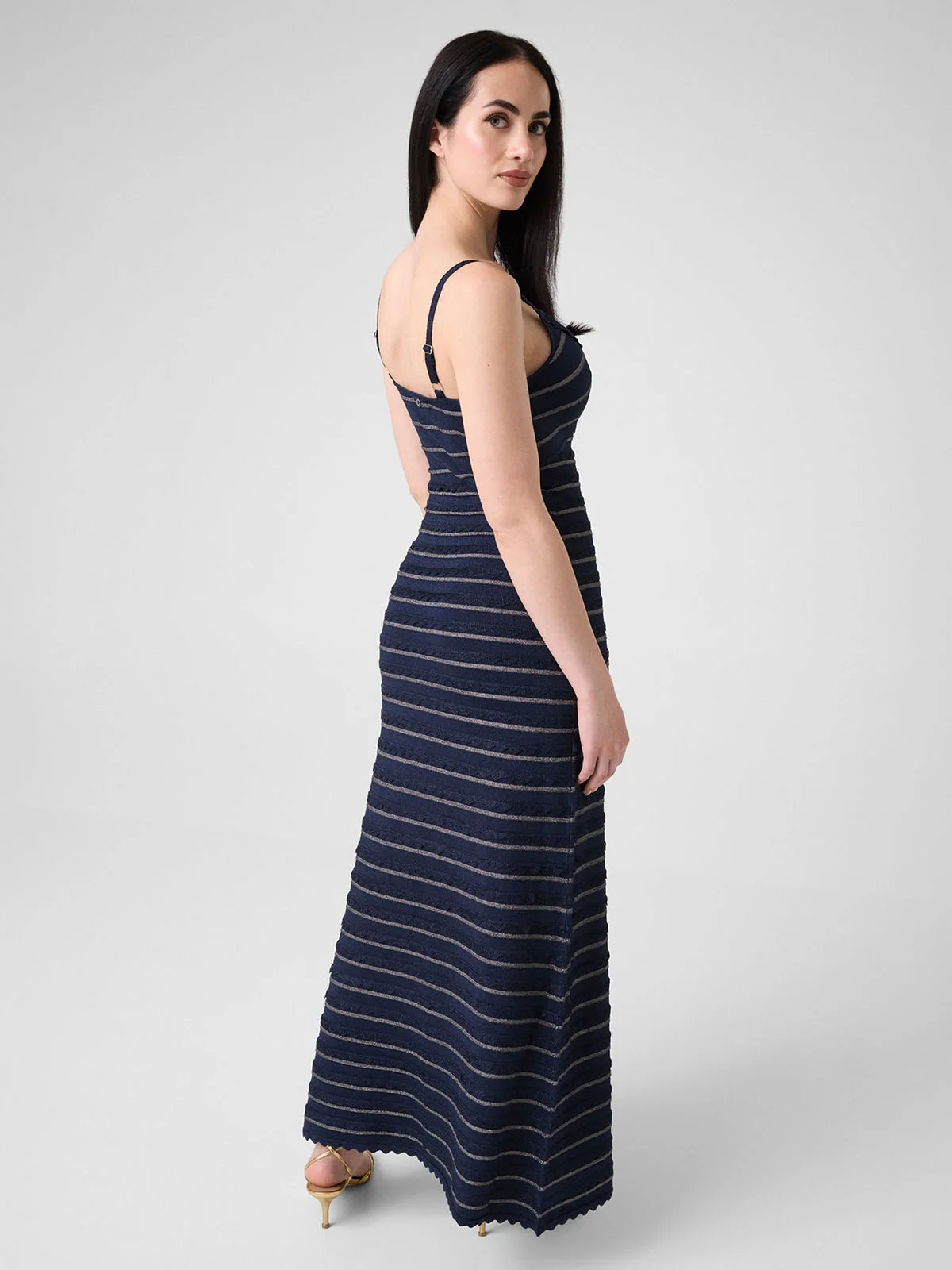 GUESS WOMAN Đầm Nữ - Sl Scallop Stripe Emeri Maxi L