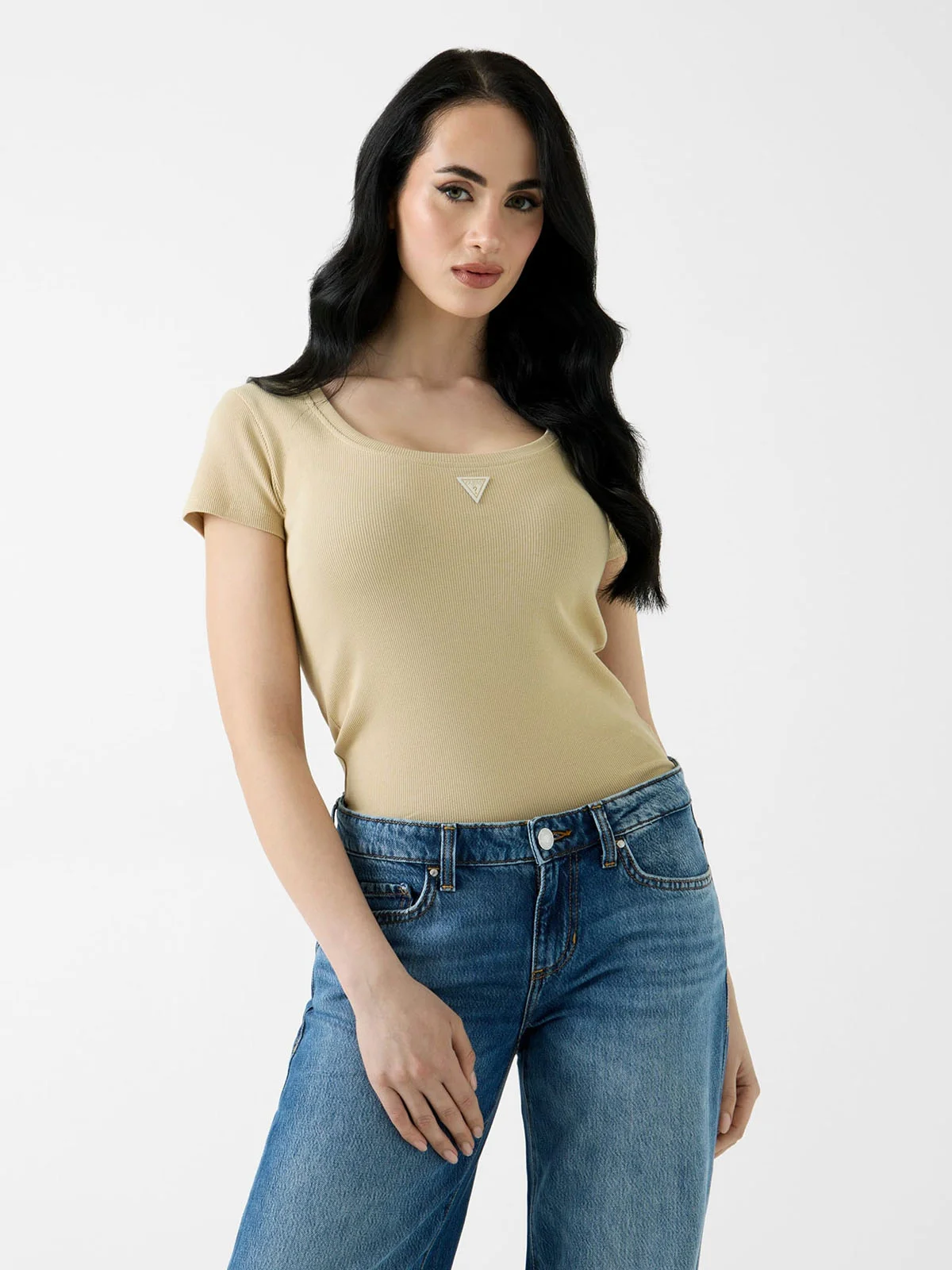 GUESS WOMAN Áo Thun Nữ - Ss Triangle Patch Scoop Nk R4