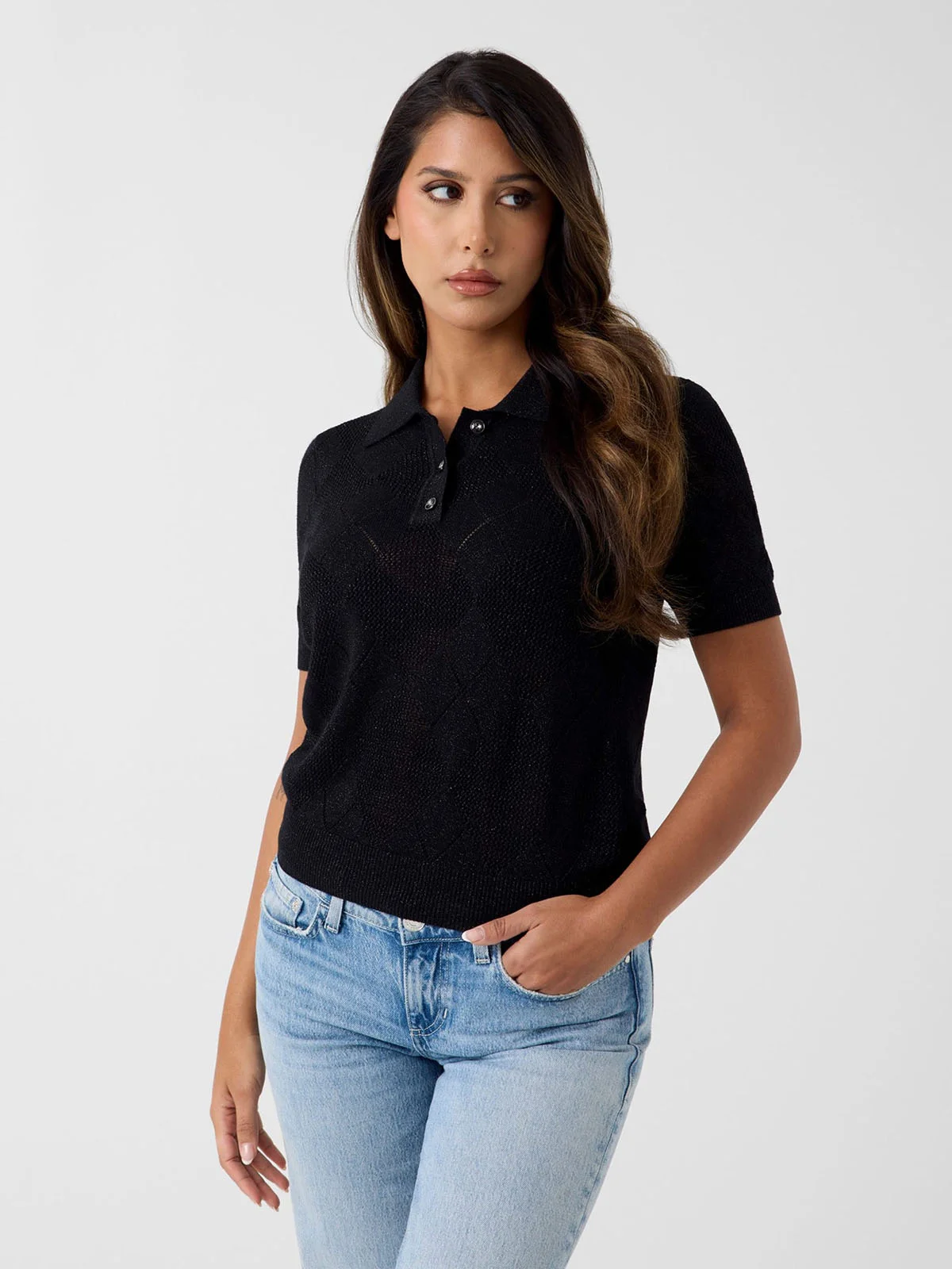 GUESS WOMAN Áo Len Polo Nữ - Ss Polo Melody Swtr