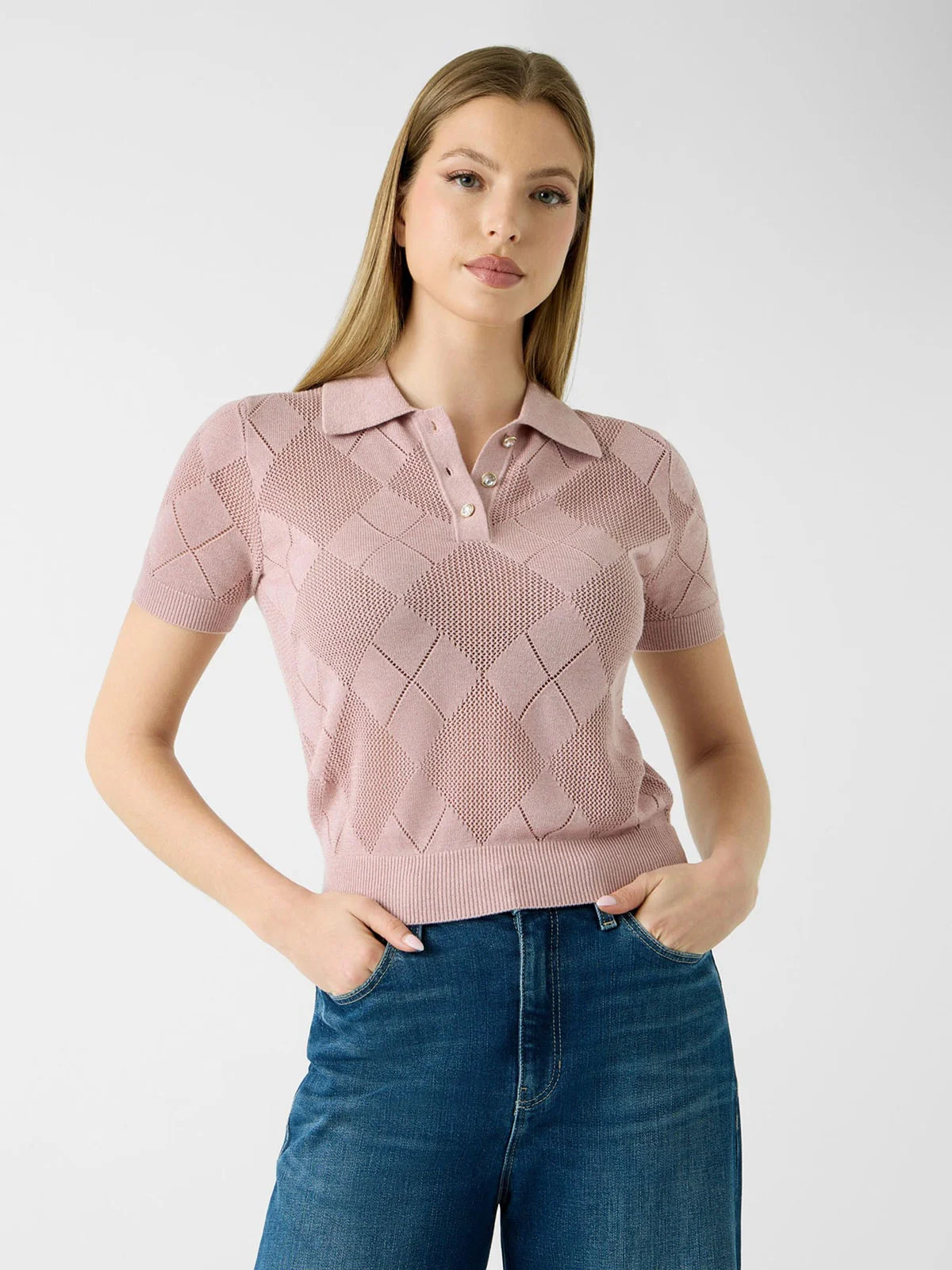 GUESS WOMAN Áo Len Polo Nữ - Ss Polo Melody Swtr