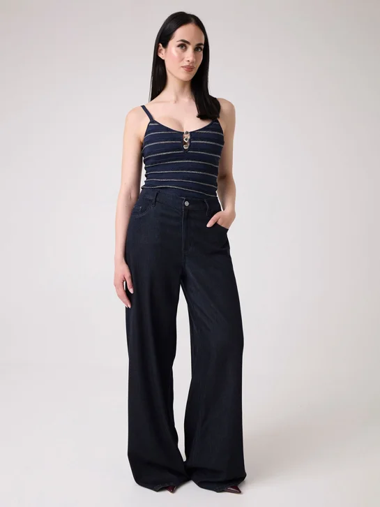 GUESS WOMAN Áo Len Nữ - Sl Vn Scallop Stripe Emeri Lur