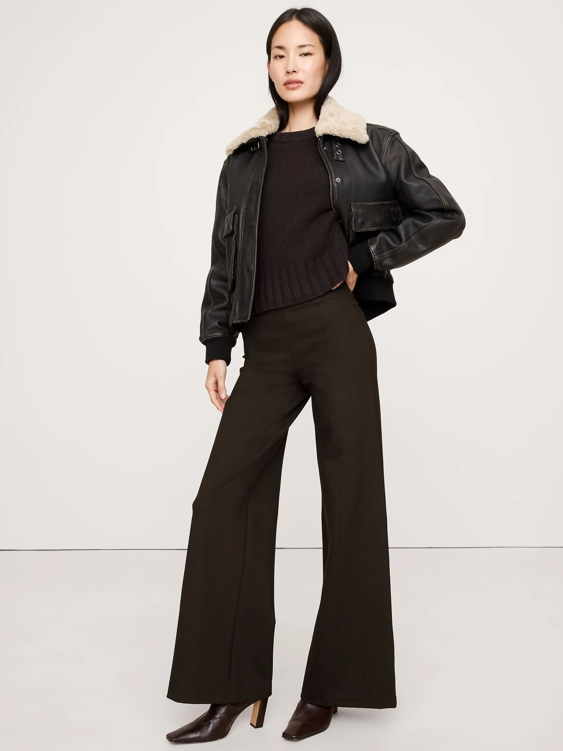 BANANA REPUBLIC Quần Nữ High-Rise Wide-Leg Everywhere Ponte Pull-On Pant
