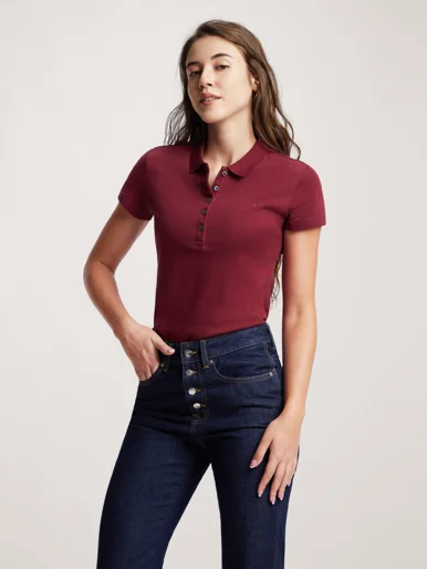 TOMMY HILFIGER Áo Polo Nữ Tay Ngắn Im Slim Polo SS