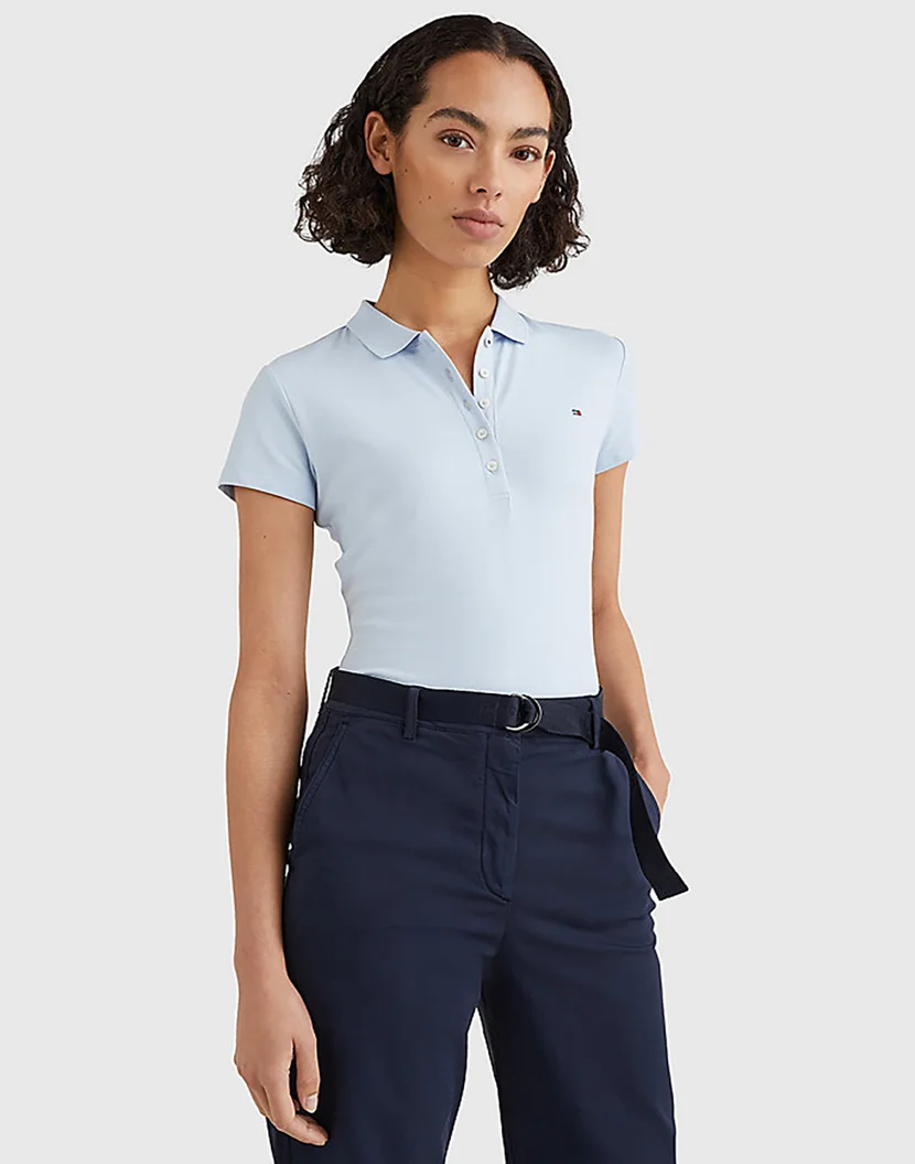 TOMMY HILFIGER Áo Polo Nữ Tay Ngắn Short Sleeve Slim Polo