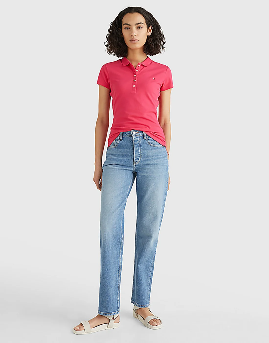 TOMMY HILFIGER Áo Polo Nữ Tay Ngắn Mùa Short Sleeve Slim Polo