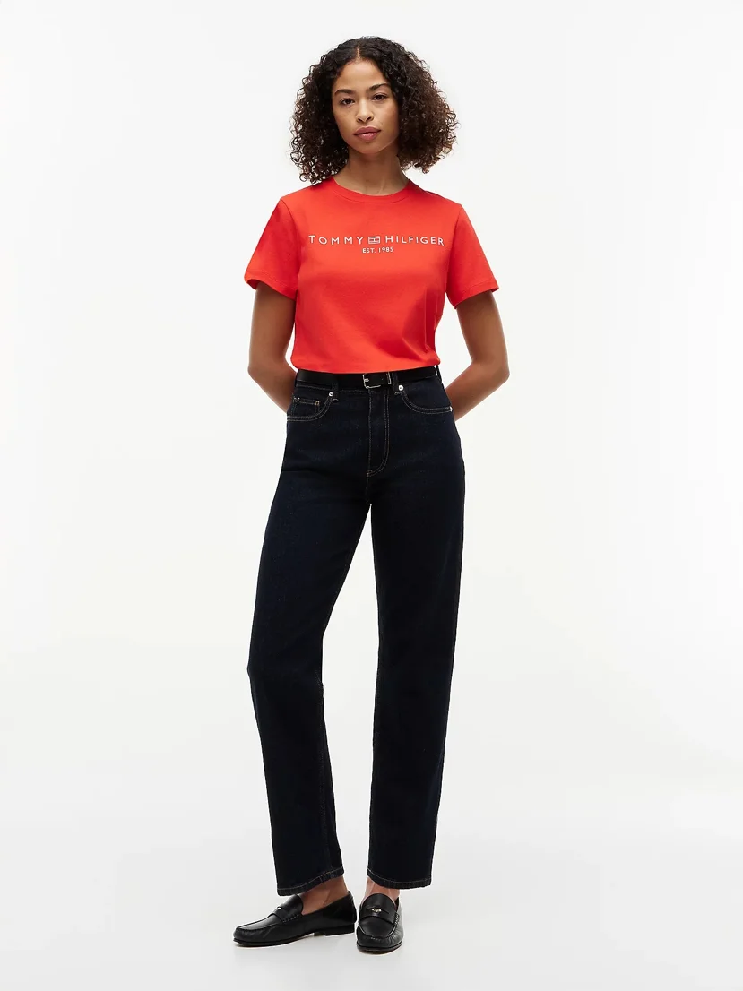 TOMMY HILFIGER Áo Thun Nữ Tay Ngắn Reg Corp Logo C-Nk Ss