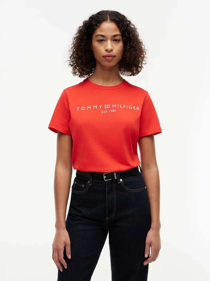 TOMMY HILFIGER Áo Thun Nữ Tay Ngắn Reg Corp Logo C-Nk Ss