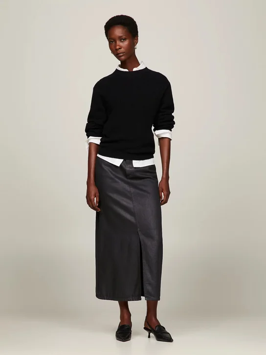 TOMMY HILFIGER Chân Váy Nữ Dnm Long Midi Skirt Ctd Blk