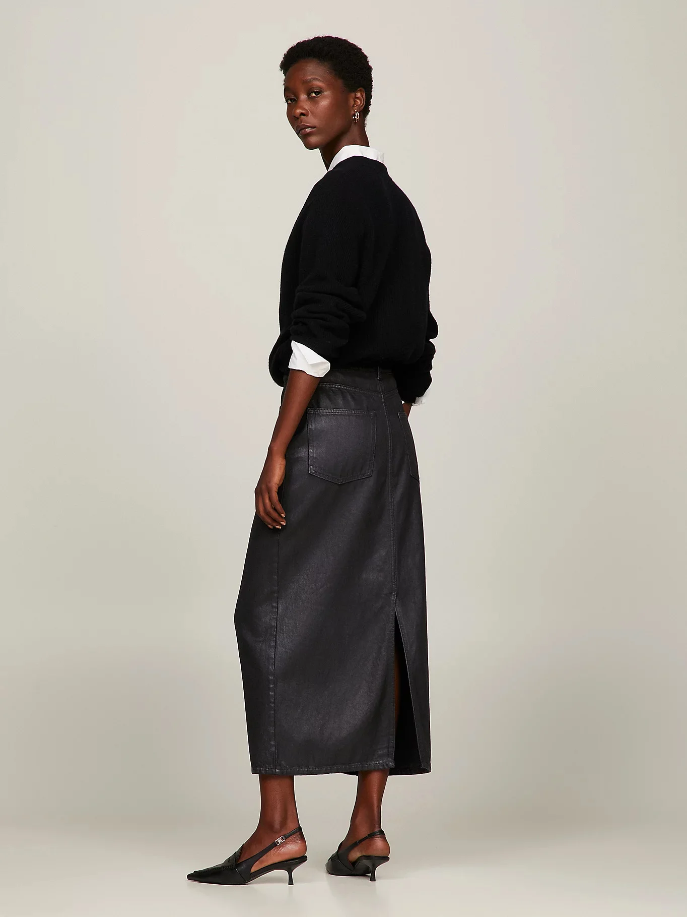TOMMY HILFIGER Chân Váy Nữ Dnm Long Midi Skirt Ctd Blk
