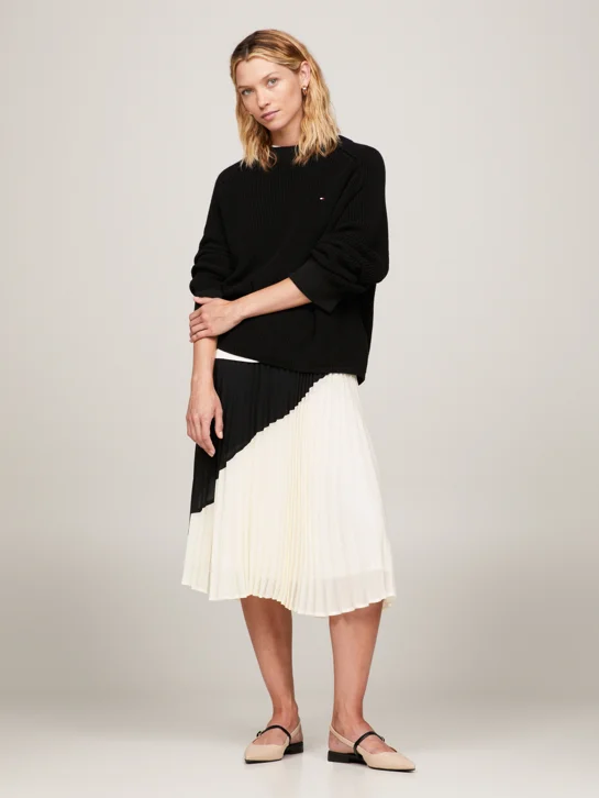 TOMMY HILFIGER Chân Váy Nữ Viscose Blocked Midi Skirt